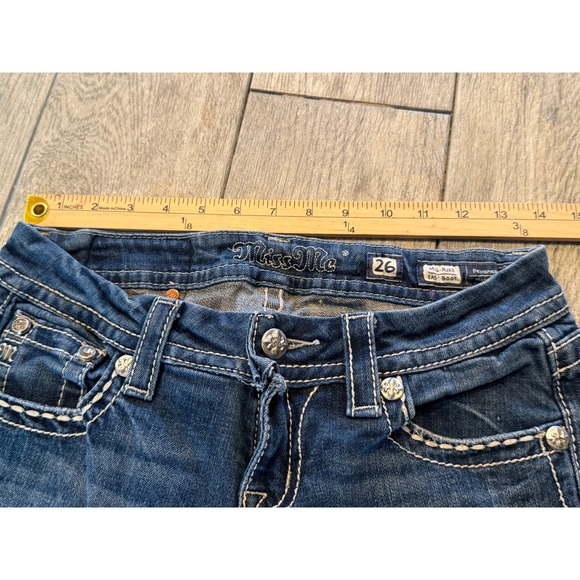 Miss Me Jeans Size 26 Mid Rise Easy Boot Denim Embroidered Cowgirl Bootcut - Picture 9 of 14